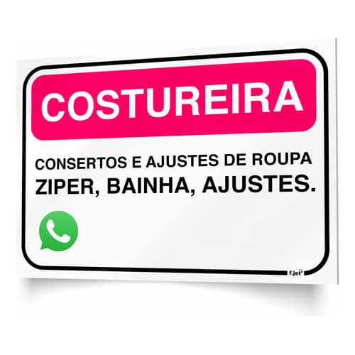 Placa Sinalização Costureira Zíper Contato Ps1mm