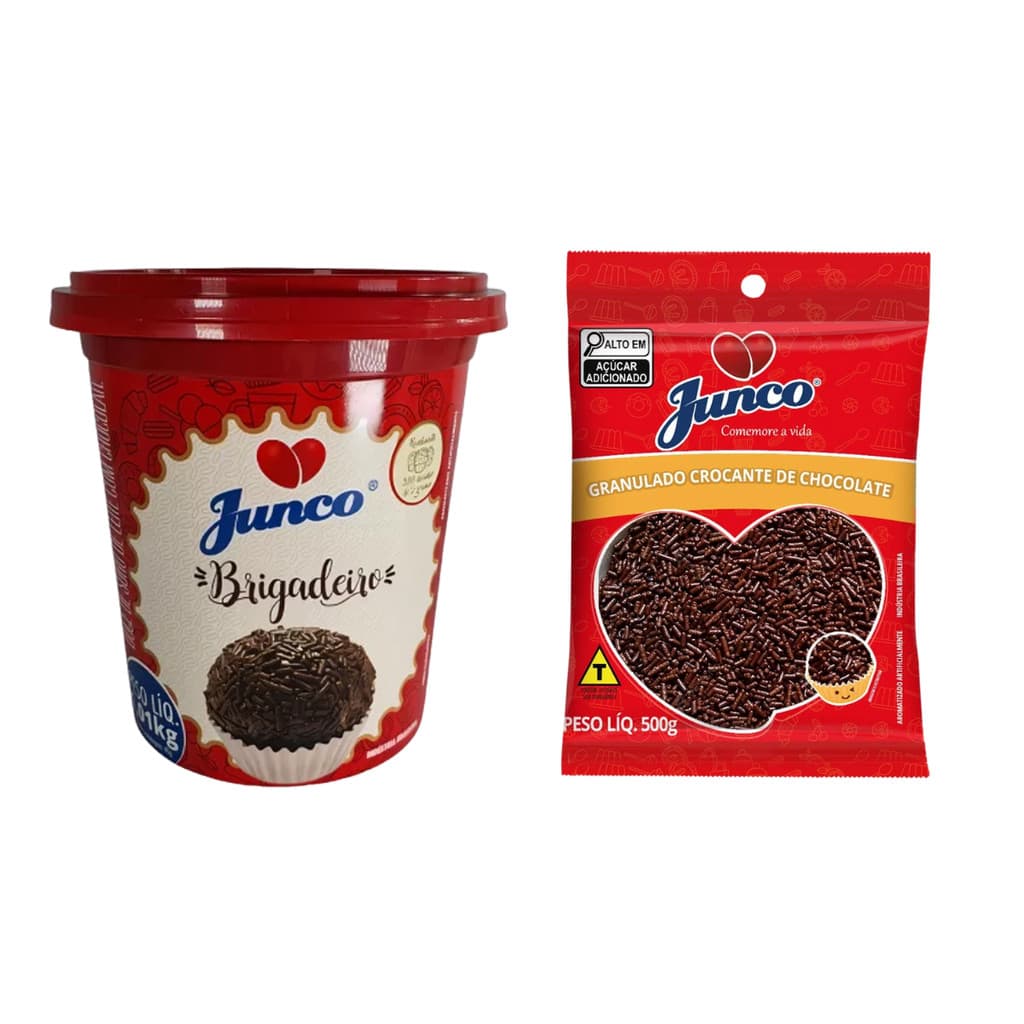 Kit Festa Pronta - Brigadeiro de Chocolate Pronto para Enrolar + Granulado Crocante 500 gr - Rende até 200 docinhos