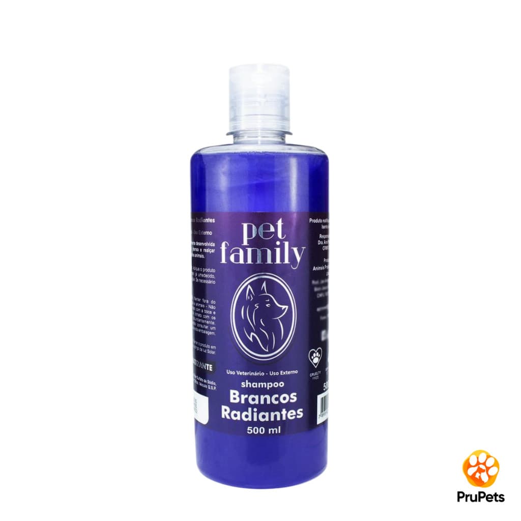 Shampoo Pet Branqueador Matizador Natural Cães e Gatos Pelos Brancos Claro 500ml Pet Family