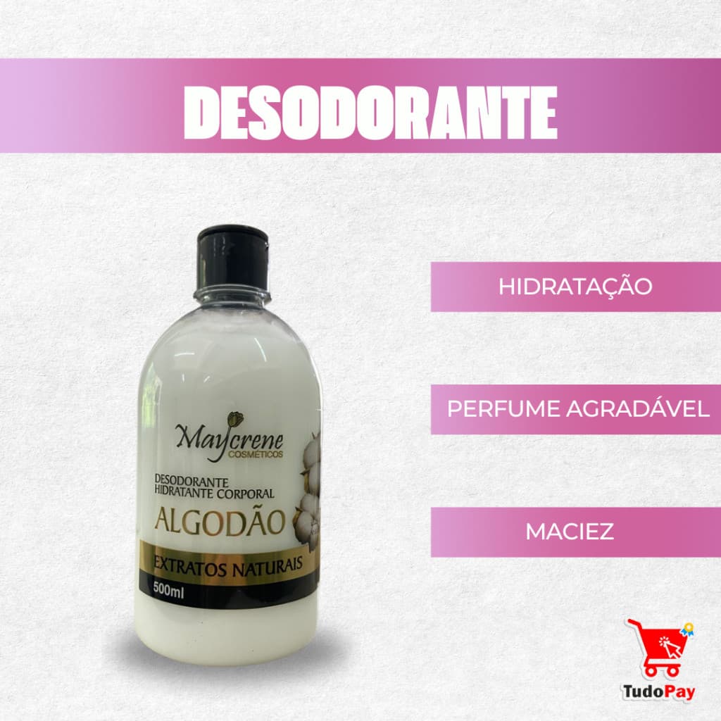 Desodorante Maycrene de Algodão Hidratante Corporal 500Ml