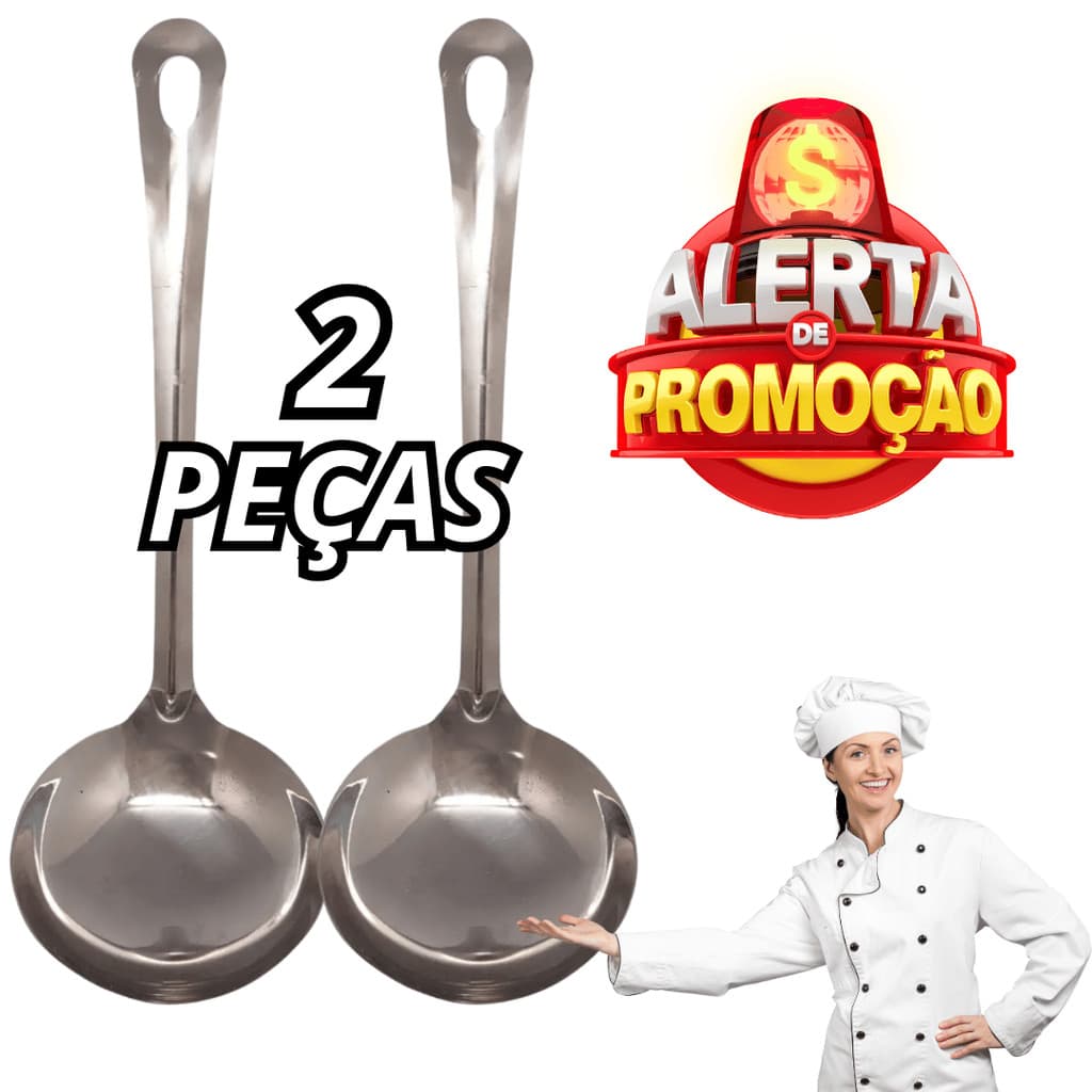 Jogo De Concha Em Inox Utensilio Multiuso Para Servir Cozinha Buffet Self Service