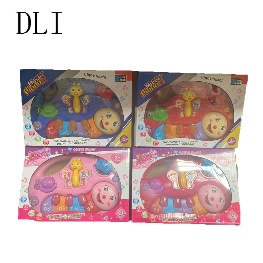 DLI Brinquedo Infantil Teclado Piano Musical Borboleta Com Luzes