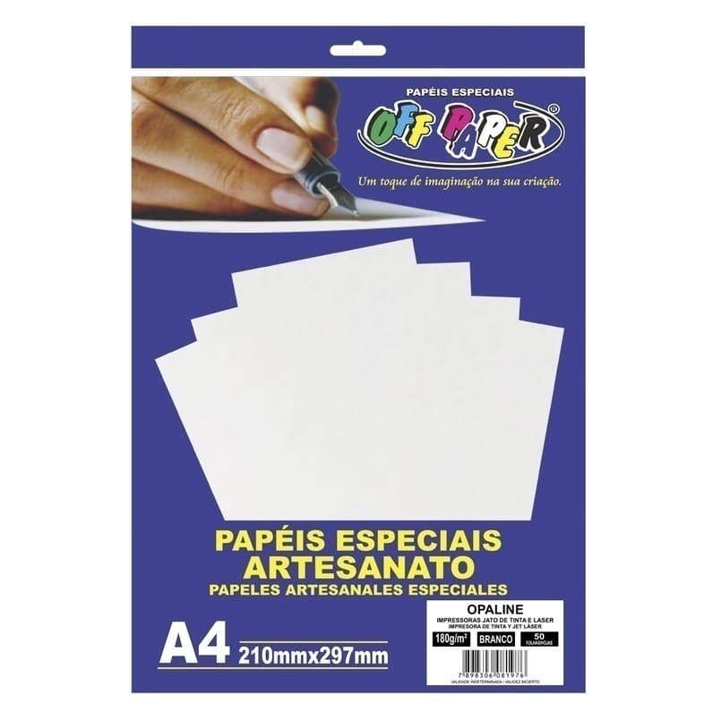 Papel Opaline Branco A4 180g com 50 Folhas Impressão Convite Cartão Off Paper