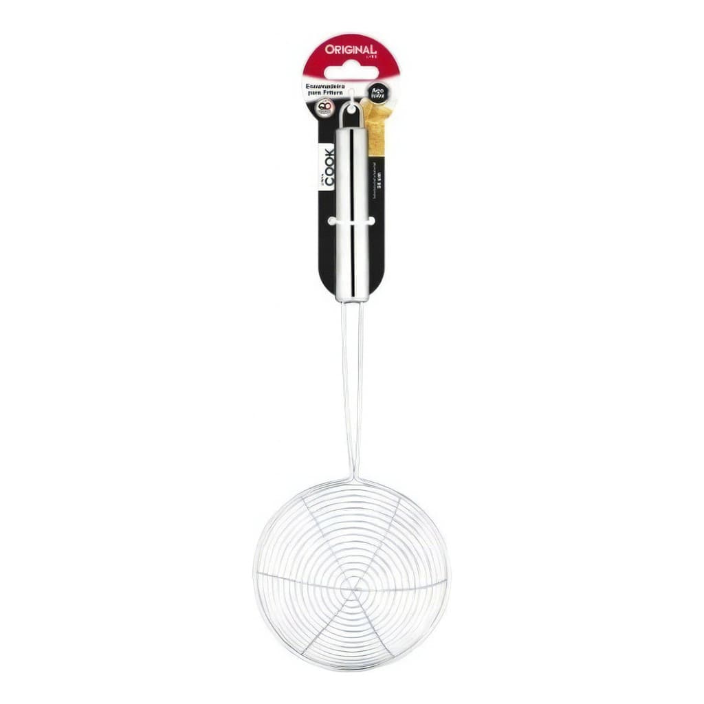 Escumadeira Fritura Aço Inox 34cm Batata Pastel Resistente