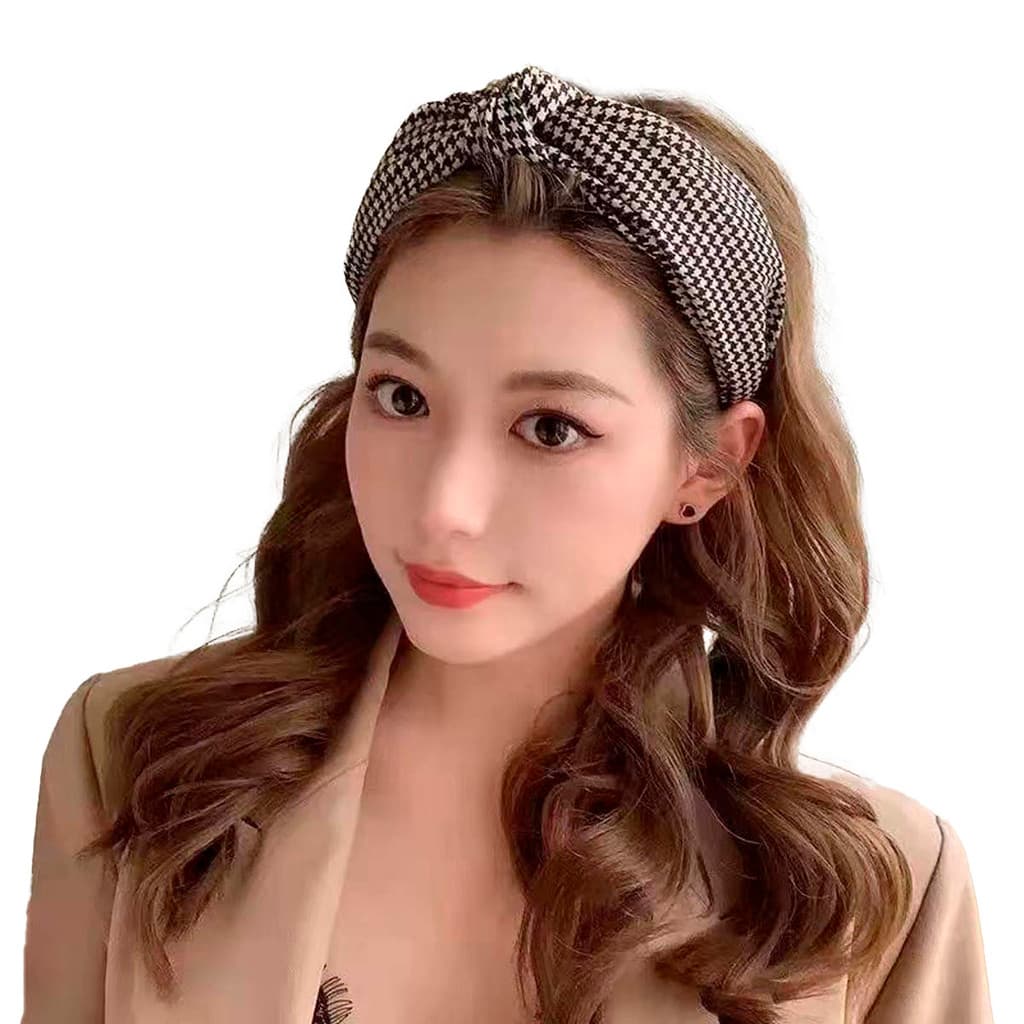 Tiara Arquinho Tipo Turbante Estampado Preto e Branco