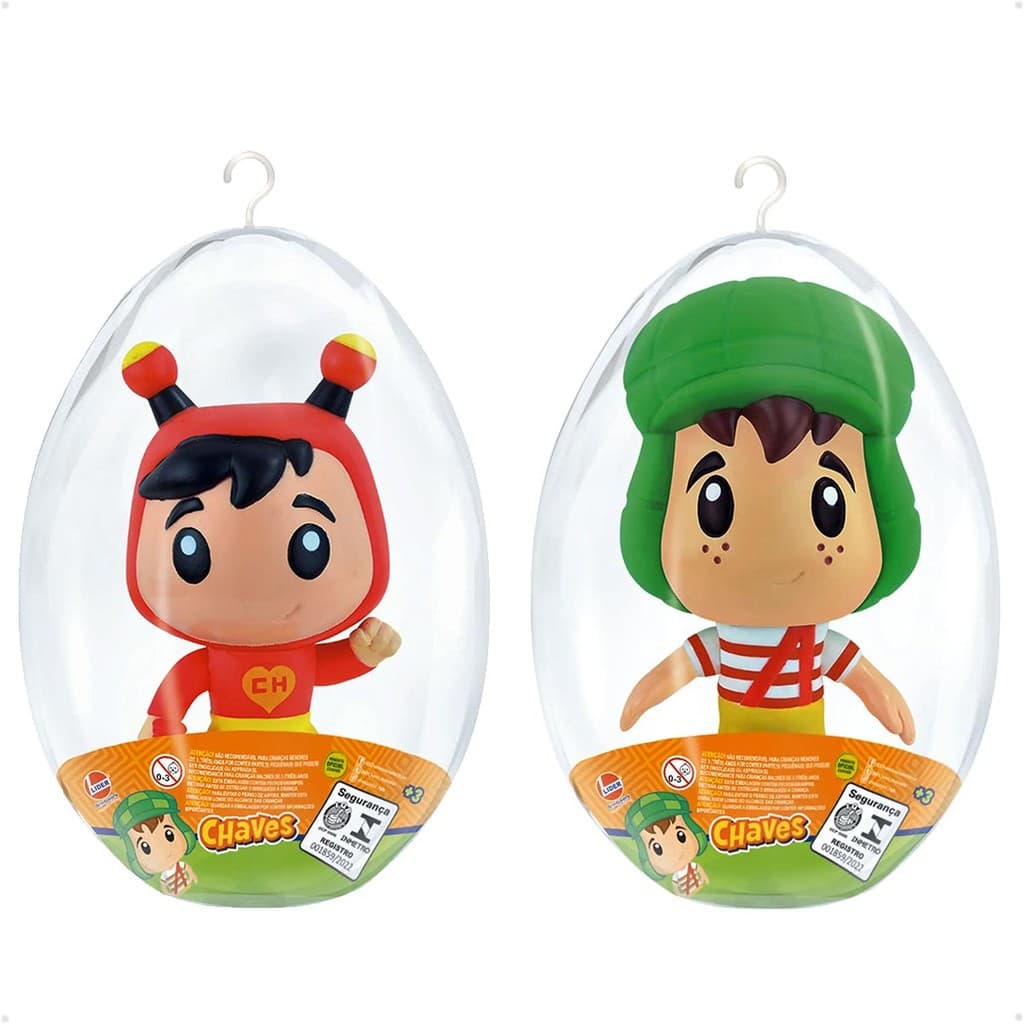 Kit Boneco No Ovo Páscoa Chapolin E Chaves Vinil Lider Brinq