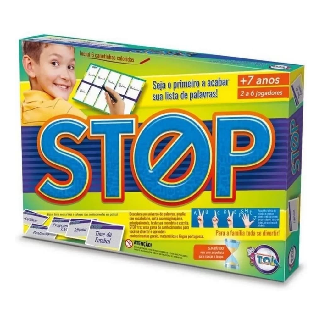 Jogo De Tabuleiro Stop Com 6 Canetas Coloridas Toia - 12114