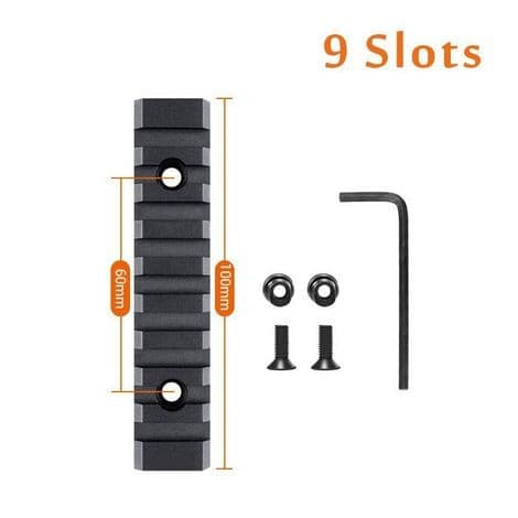 Trilho Metal 9(10cm) Slots Preto p/ Keymod