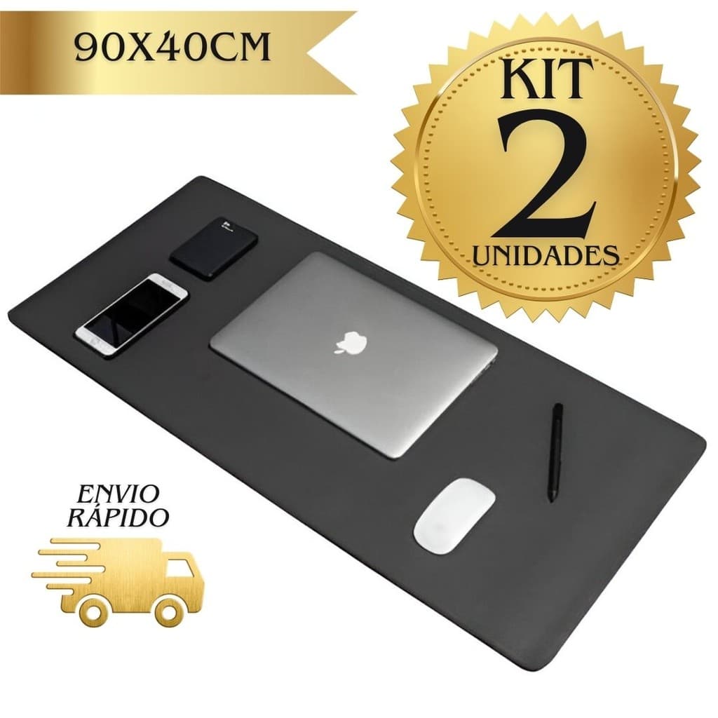 Kit 2 Deskpad Mouse Pad Gigante 90cm X 40cm Courino Sintetico