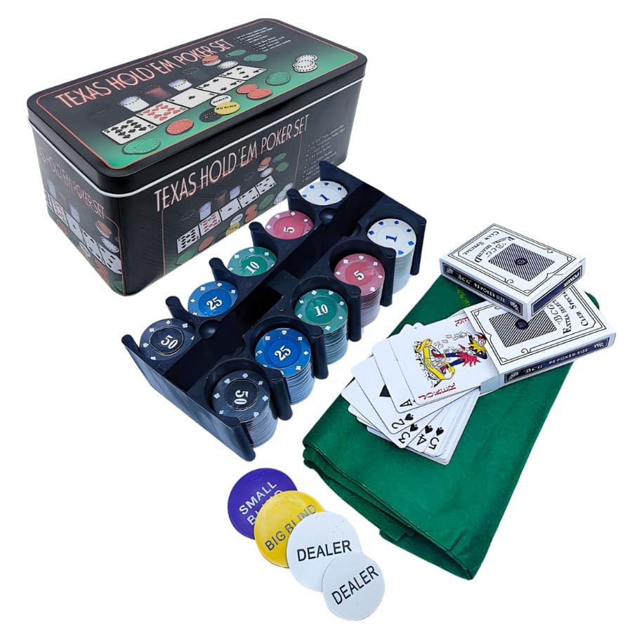 Jogo De Poker Profissional 200 Fichas Numeradas 2 Baralhos 1 Toalha Resistente Portátil