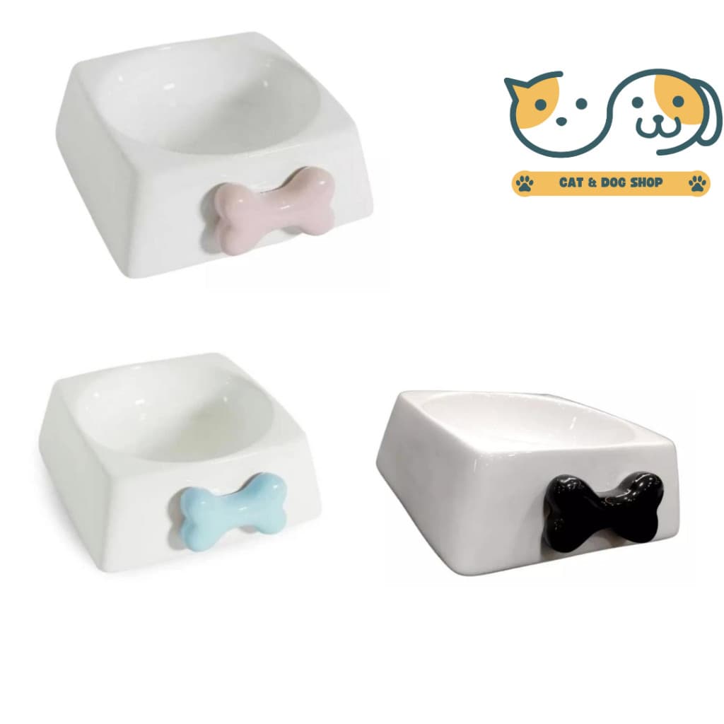 Comedouro de Porcelana Cão Gravata 300ml - The Pets Brasil