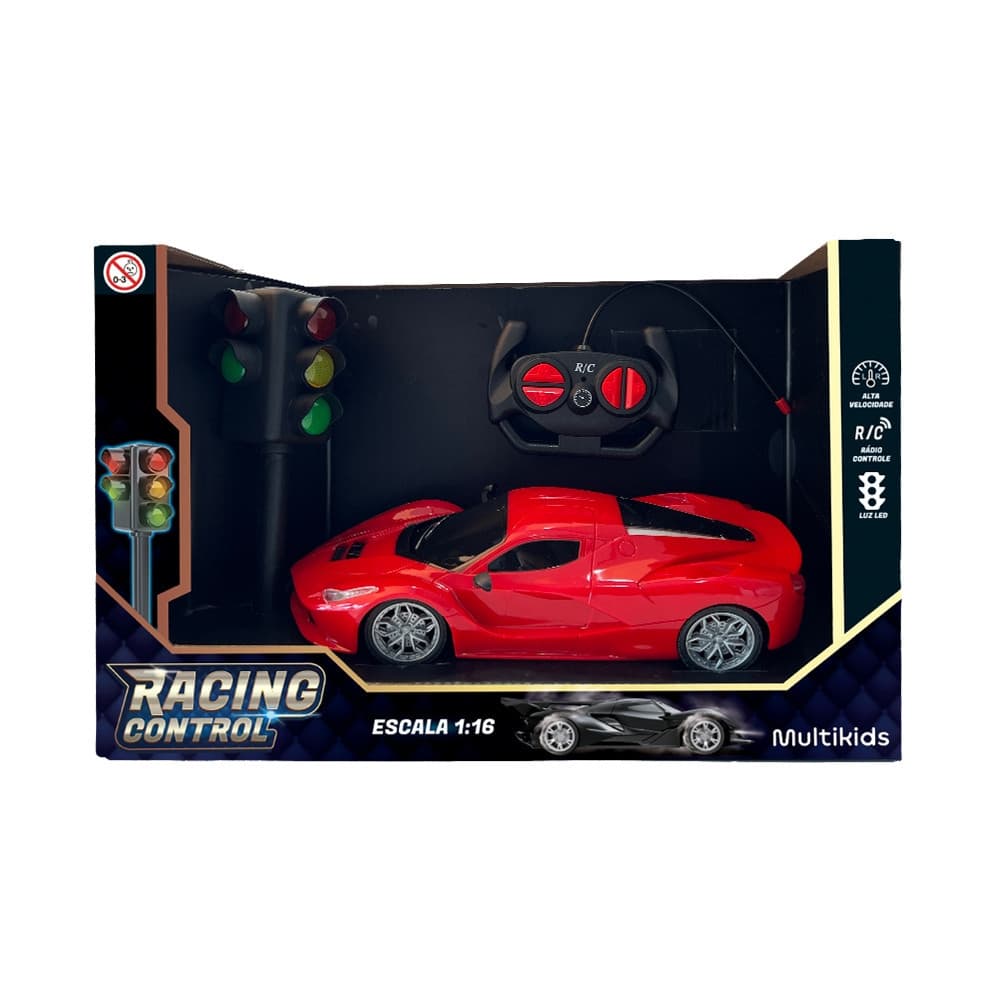 Carro de Corrida de Controle Remoto Com Farol Luz Led - BR2137