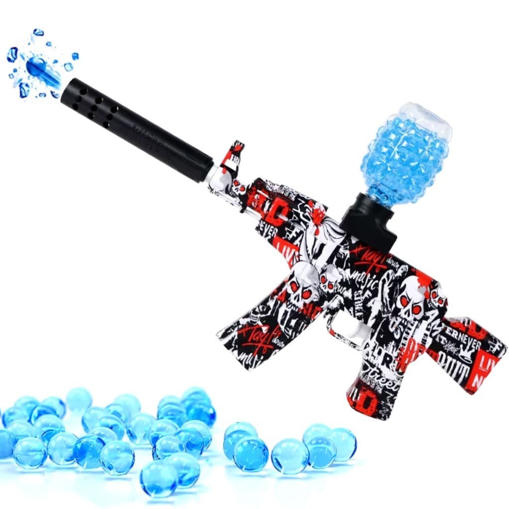 Arma de Gel Blaster Elétrica Automática - Com Silenciador e 10000 Bolinhas-M416/M23/AK47