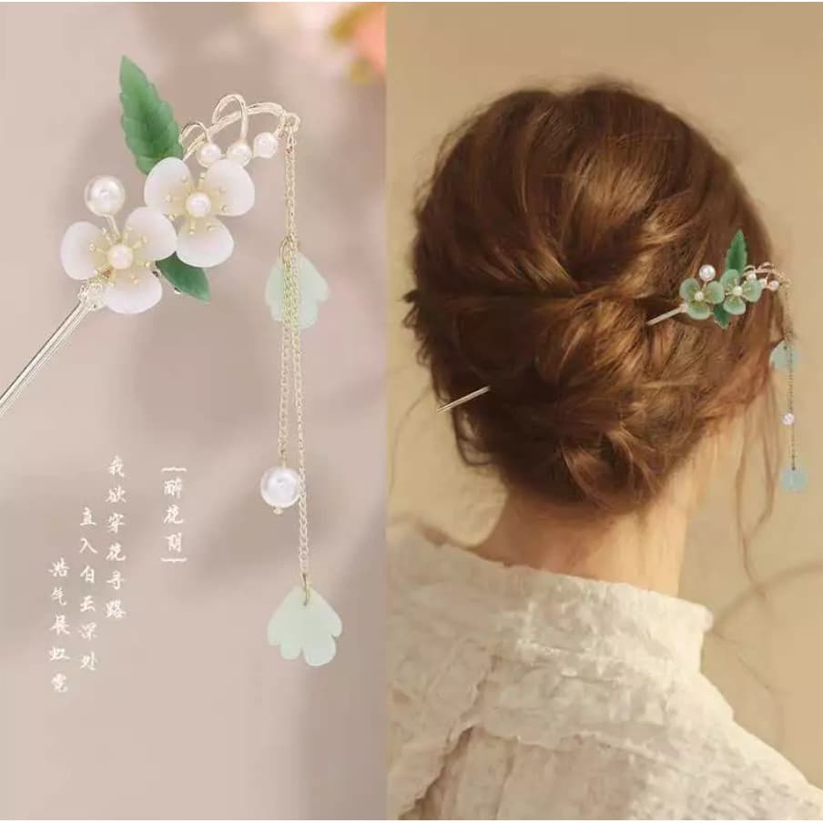 Grampo Metal Estilo Dorama | Palito Cabelo Flor | Coque Fácil Luxo Promo