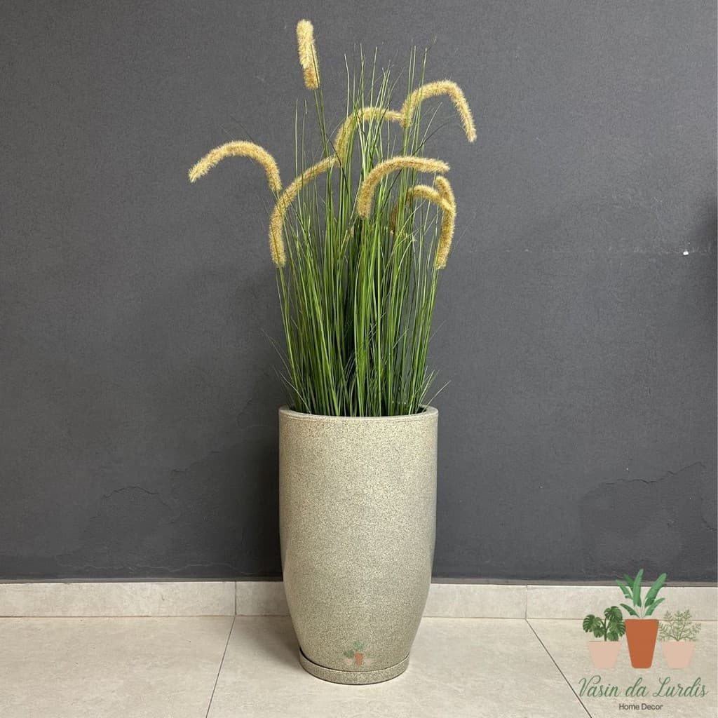 Vaso Para Planta Cone Liso Decorativo Polietileno Com Prato 48x29