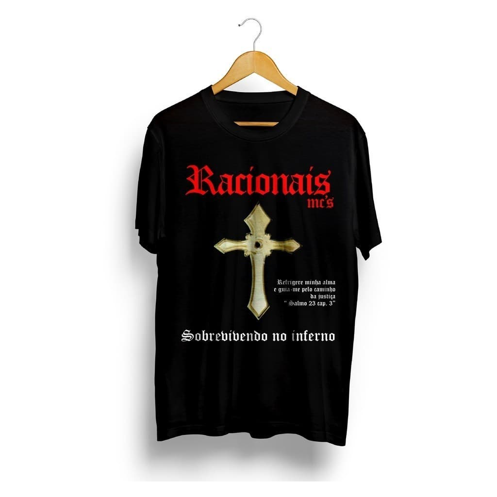 Camiseta Racionais Mc's Sobrevivendo no Inferno Confortável Novidade