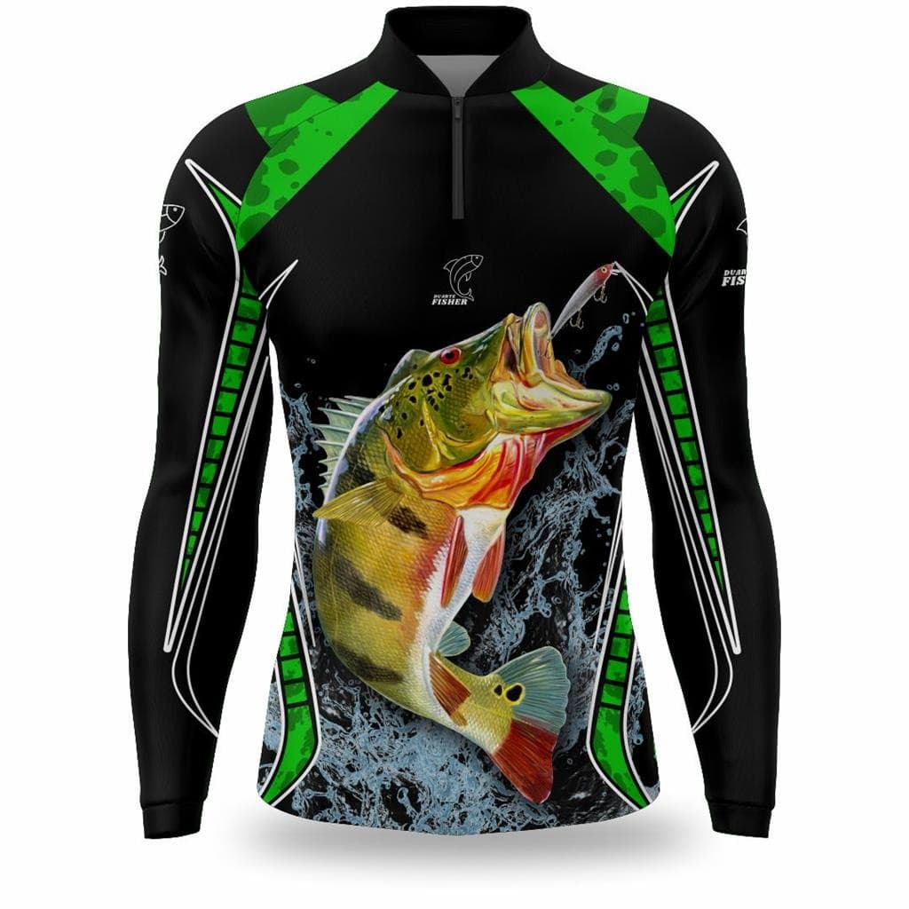 Camisa Pesca Manga Longa Térmica Tecido Com Protecao Solar UV 50 Camiseta de Pescaria Traira Tucunare