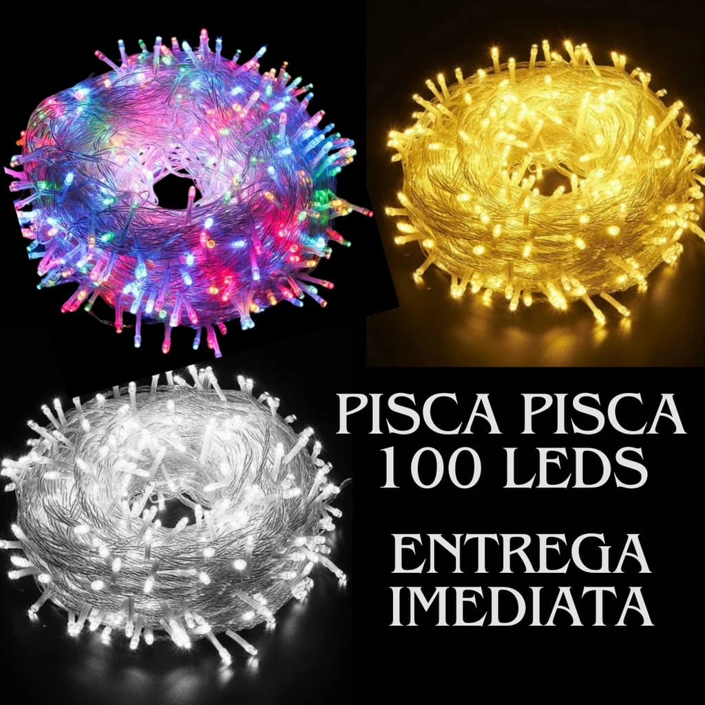 Pisca Pisca Luzes de Natal Decoração Natalina 10 metros 110V Branco Colorido Amarelo
