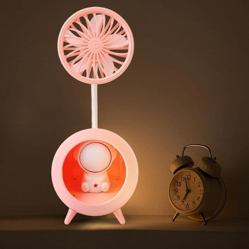 Mini Ventilador Recarregável Com Luz Portátil Cabo Usb Escritórios Mesa Quarto Abajur
