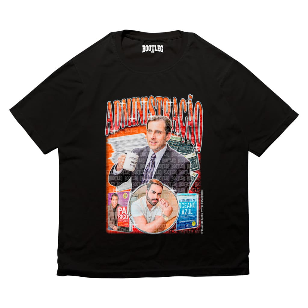 Camisa Básicas Administração Curso ADM Faculdade Michael Scott Unissex Bootleg