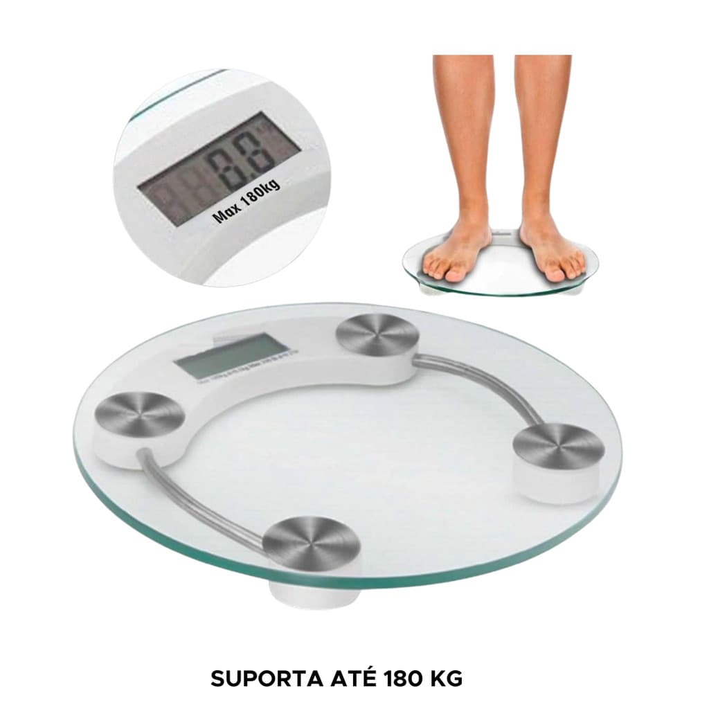 Balança Corporal Digital Até 180kg Com Vidro Temperado Premium