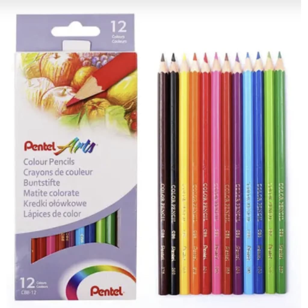 Lápis De Cor Madeira Pentel 12 Cores Pigmentadas Vivas