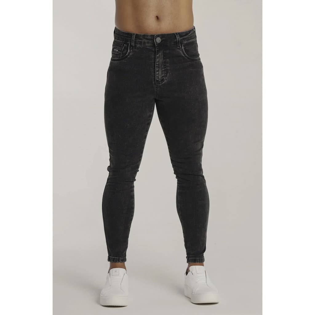 Calça Preta Marmorizada Skinny Masculina Codi Jeans Basica Sem Detalhes Modelagem Premium