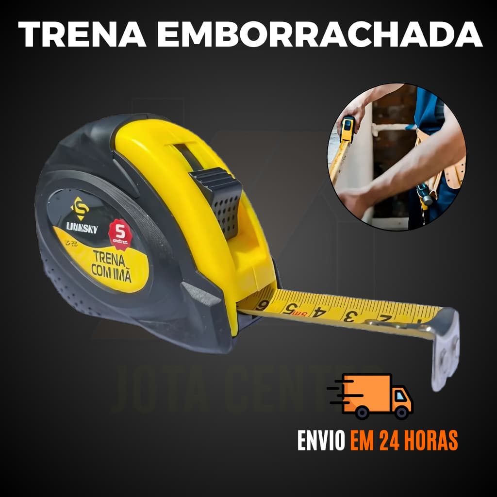 Trena Métrica 5 Metros Fita de Aço Profissional Emborrachada