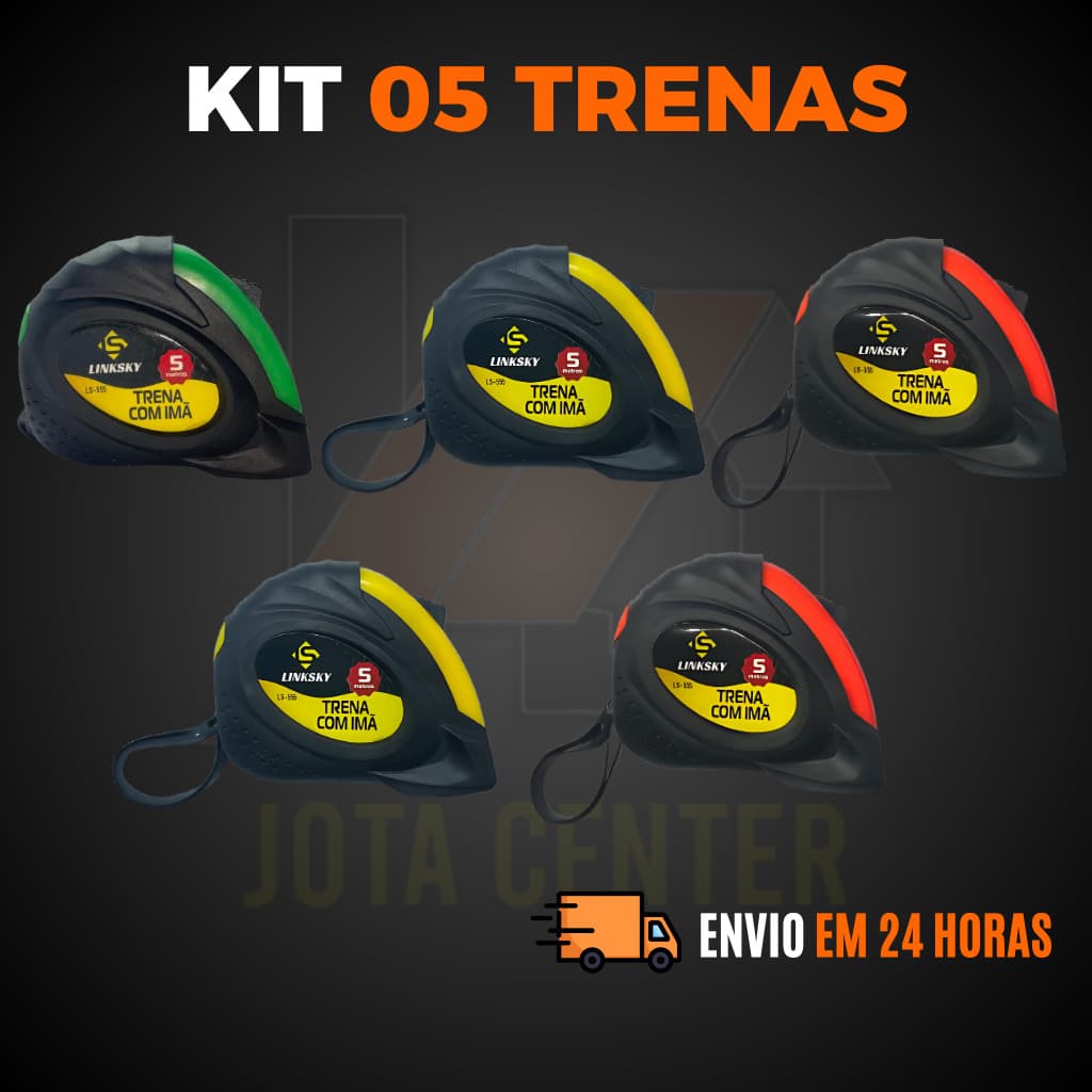 Kit Trena Métrica 5 Metros Fita de Aço Profissional Emborrachada