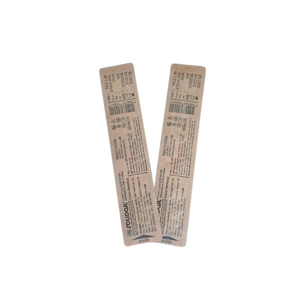Kit 2 Unidades Cateter Para Piercing 14G Laranja Solidor 2,10 x 45 mm Esteril