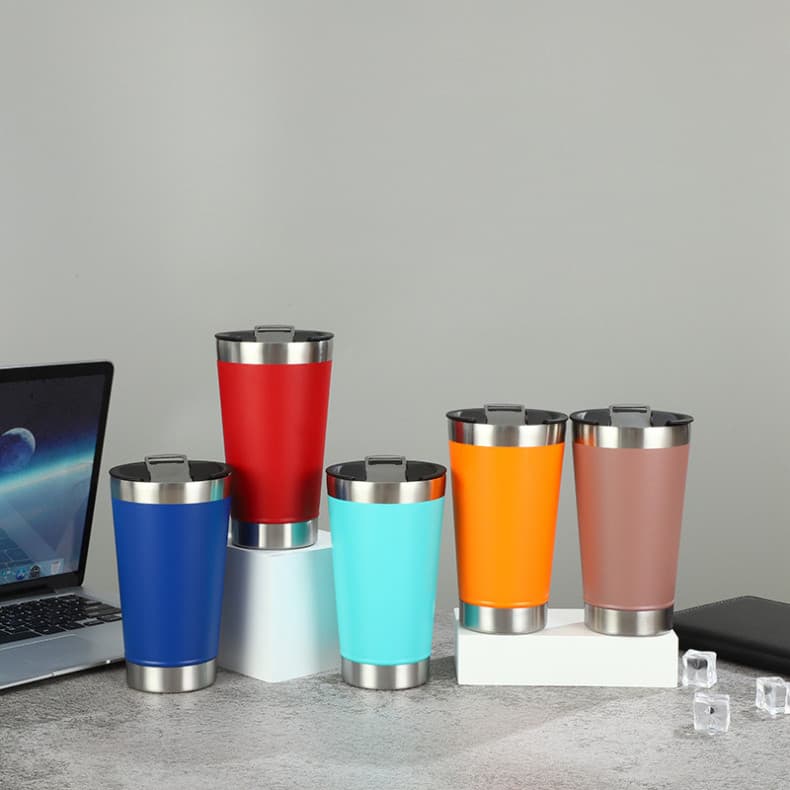 Kit 10 Copos Térmicos 473ml Com Tampa e Abridor de Garrafas para Cerveja SEM Nome/Marca