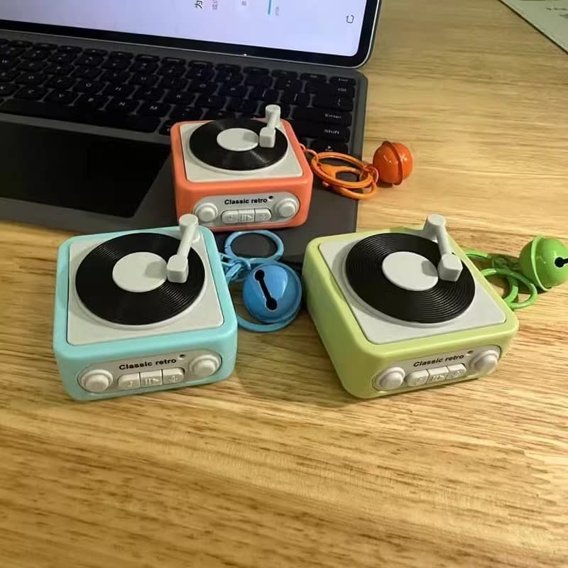 Criativo Retro Record Player Gravador De Fita Chaveiro Pingente Mini Cantando Caixa De Música Descompressão Brinquedo Sa