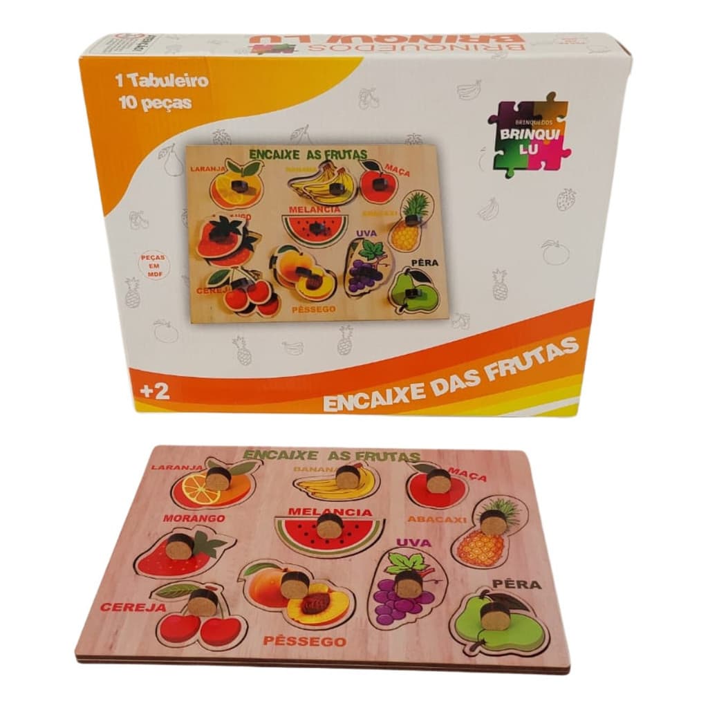 Jogo Educativo Encaixe As Frutas Tabuleiro Para Crianças em Mdf