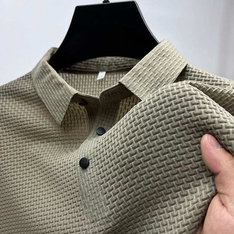 polo De Manga Curta De Alta Qualidade Para Homens De Meia-Idade No Verão , casual E Solto