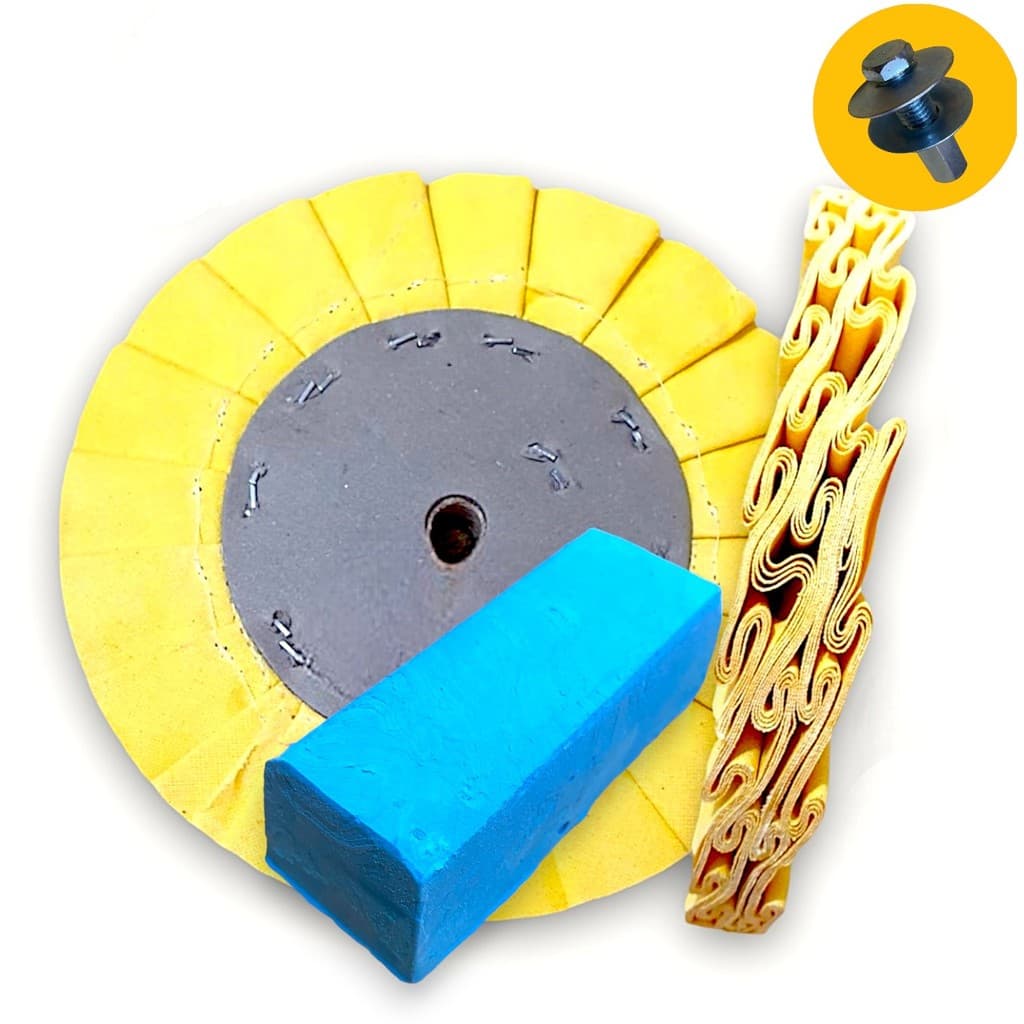 Kit 233 - Disco Amarelo Brilho Espelhamento Inox Aluminio Metal 20CM