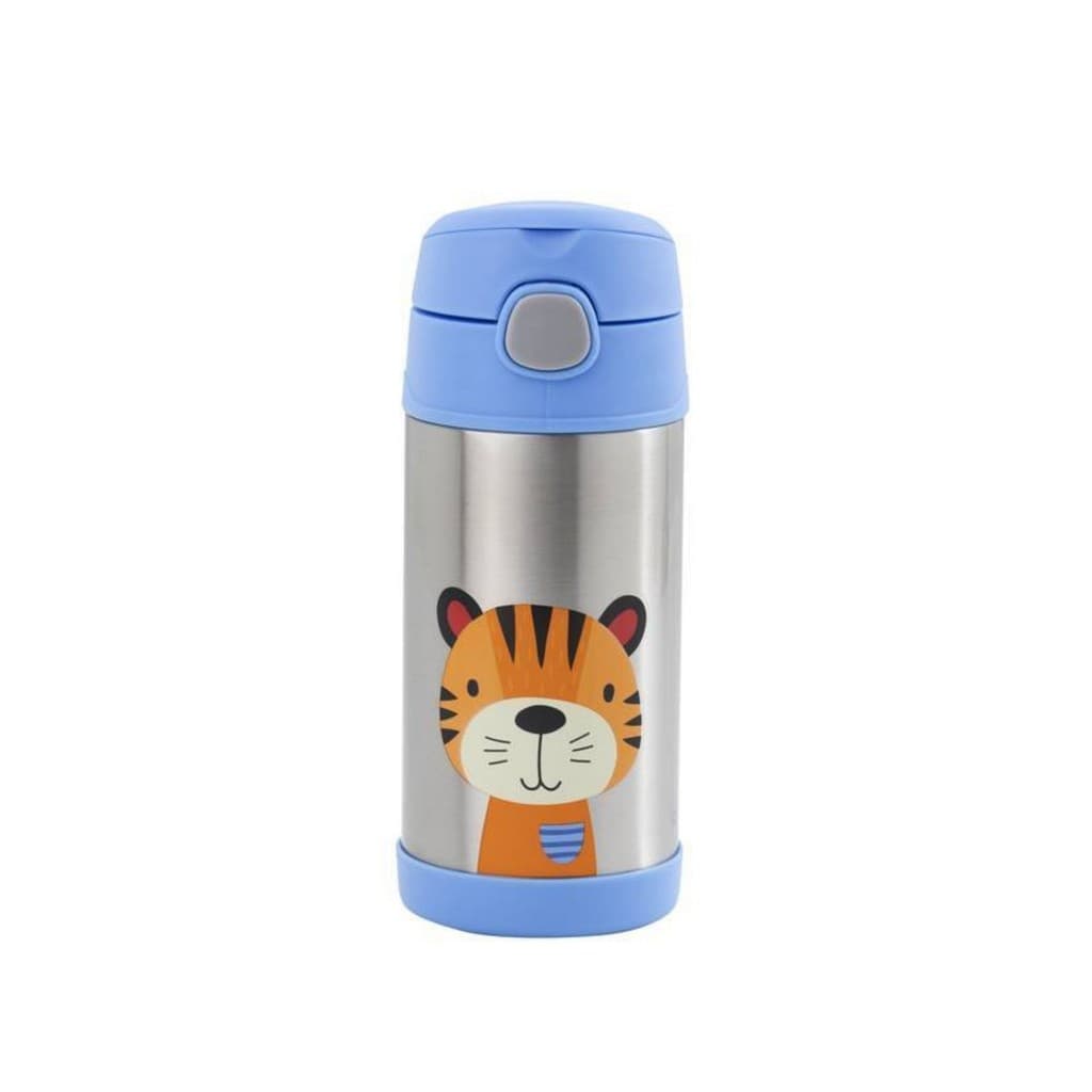 Garrafa Térmica Infantil Inox Com Canudo Parede Dupla Tigre