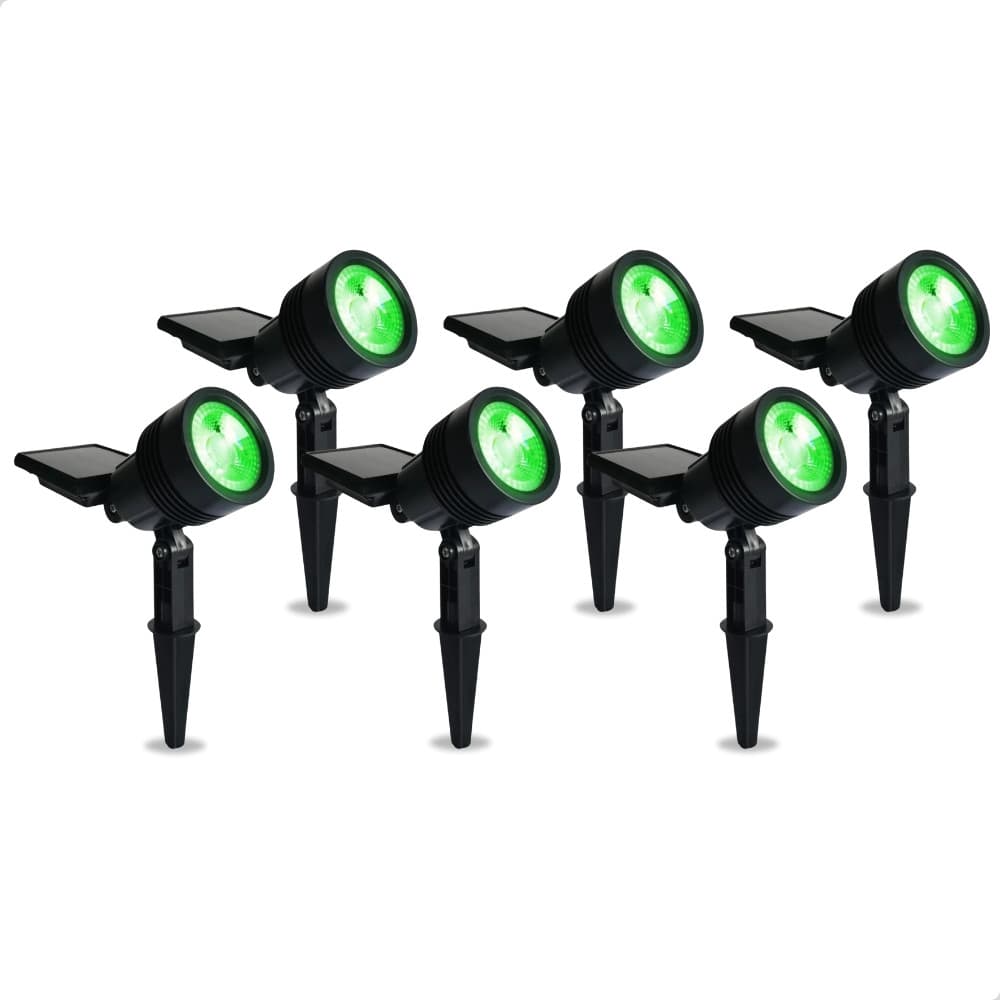 Kit 6 Refletores Luminária Solar Spot Jardim 10w Verde