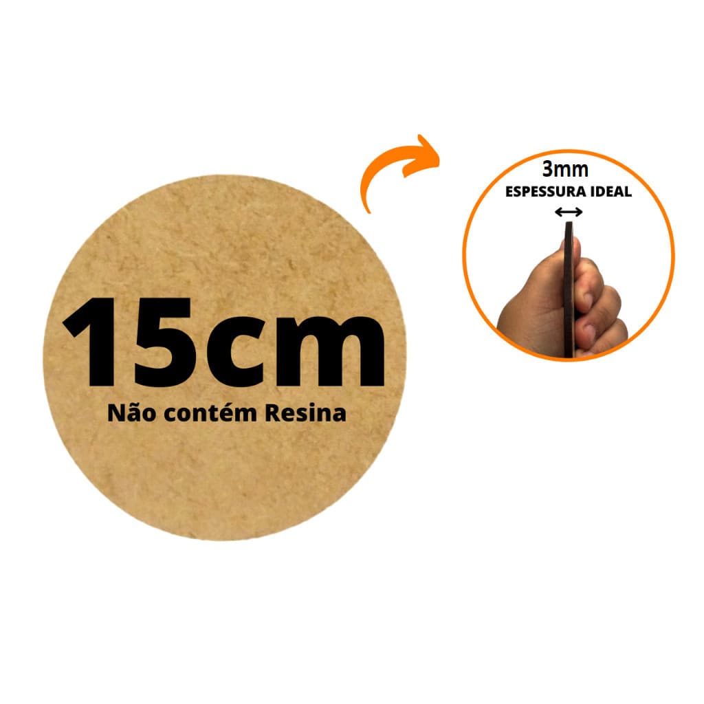 100 Bolacha de mdf Redonda Aplique Circular 15cm MDF 3MM