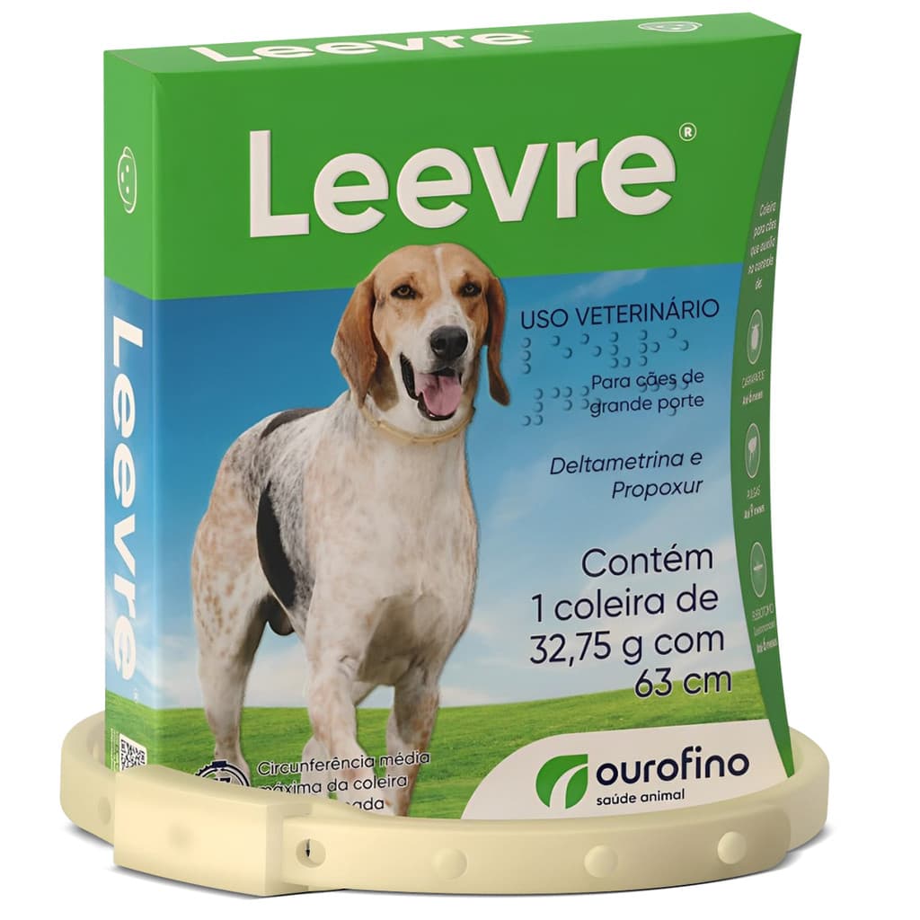 Coleira Anti Pulgas Leevre G - 63 Cm Ouro Fino