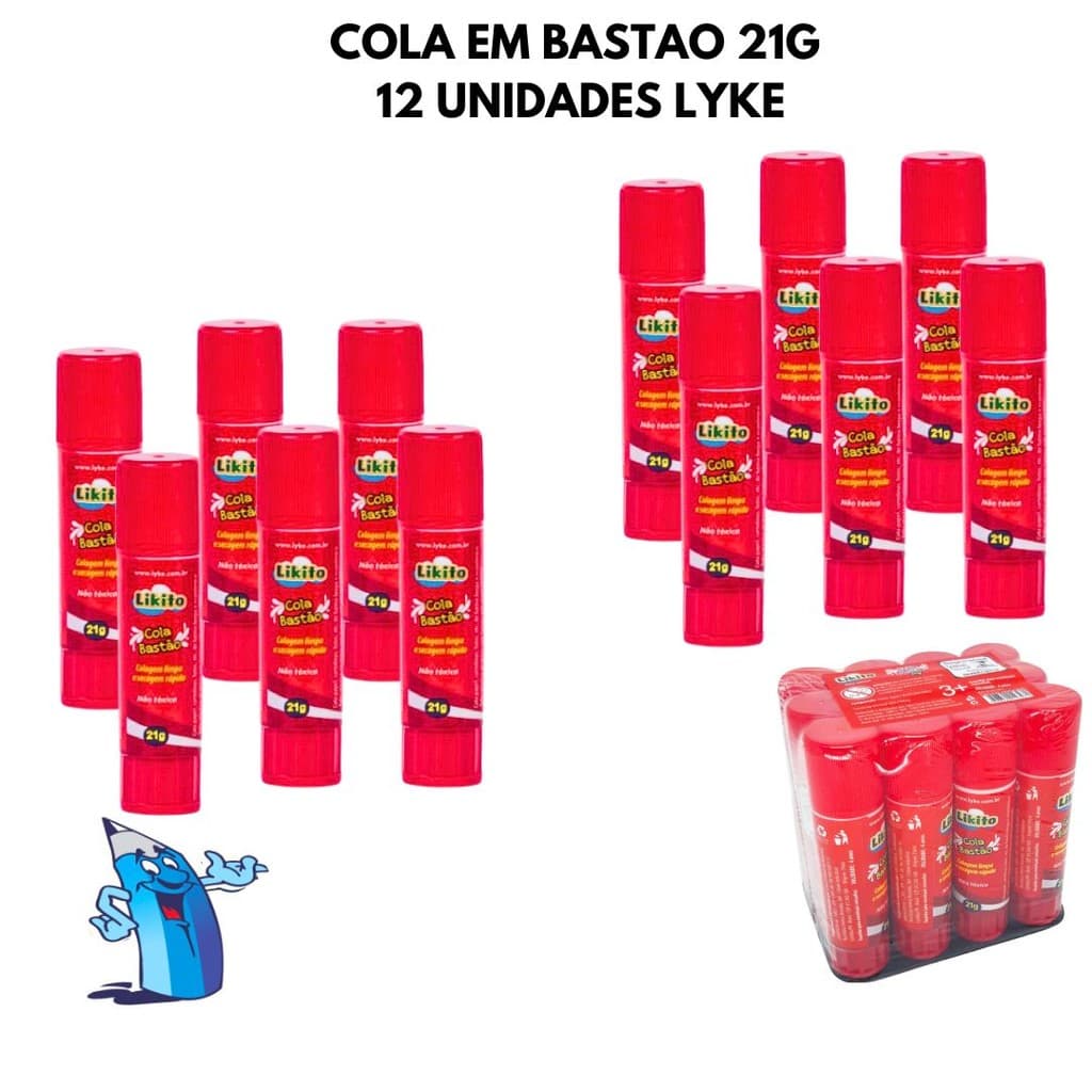 COLA EM BASTAO 21G 12 UNIDADES LAVAVEL SECA RAPIDO LYKE