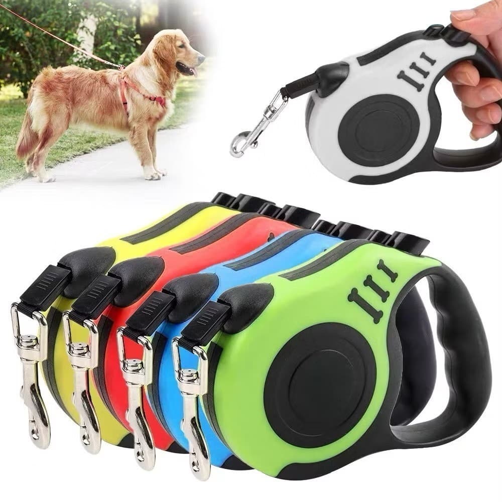 Coleira Guia Retrátil para Cachorro 3m 5m com Trava Automática Guia Passeio Resistente para Cães Pequeno Médio Grande