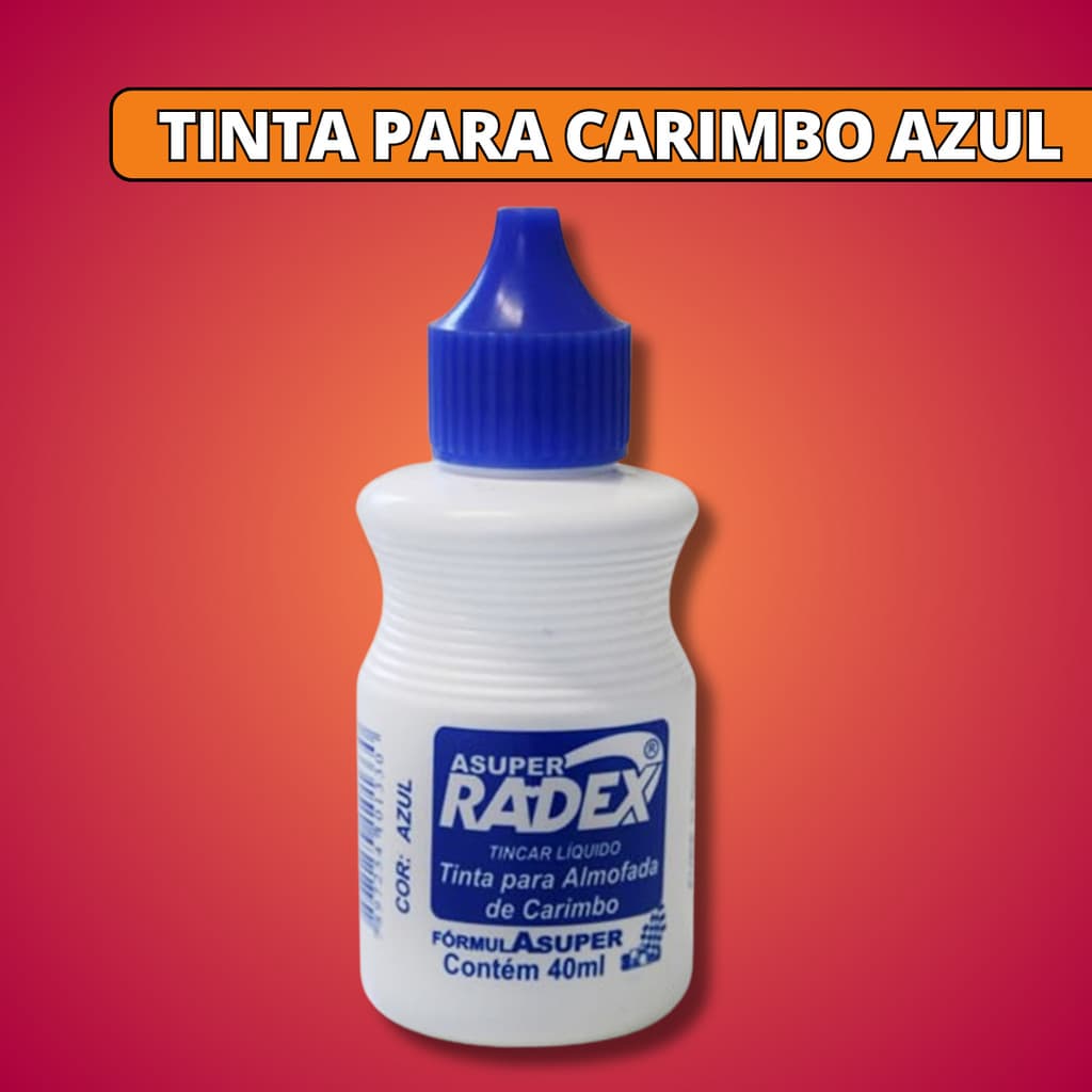 Tinta Azul Para Almofada De Carimbo Radex 40ml Refil Carimbeira