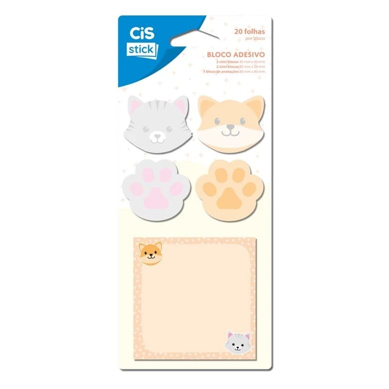 Bloco Adesivo Cis Stick Pets c/ 05 modelos c/ 20fls CIS
