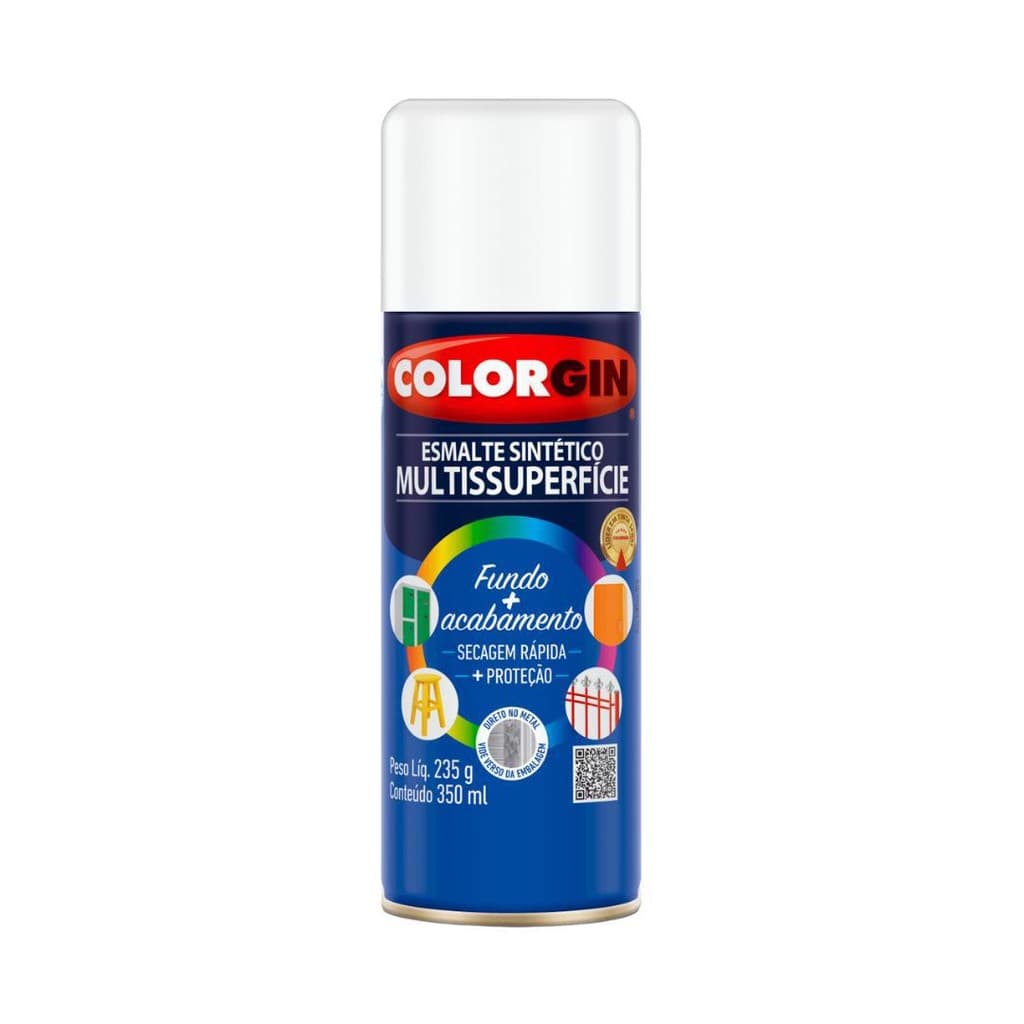 TINTA SPRAY USO GERAL BRANCO RÁPIDO REFRIGERADOR 51001 COLORGIN 350ML