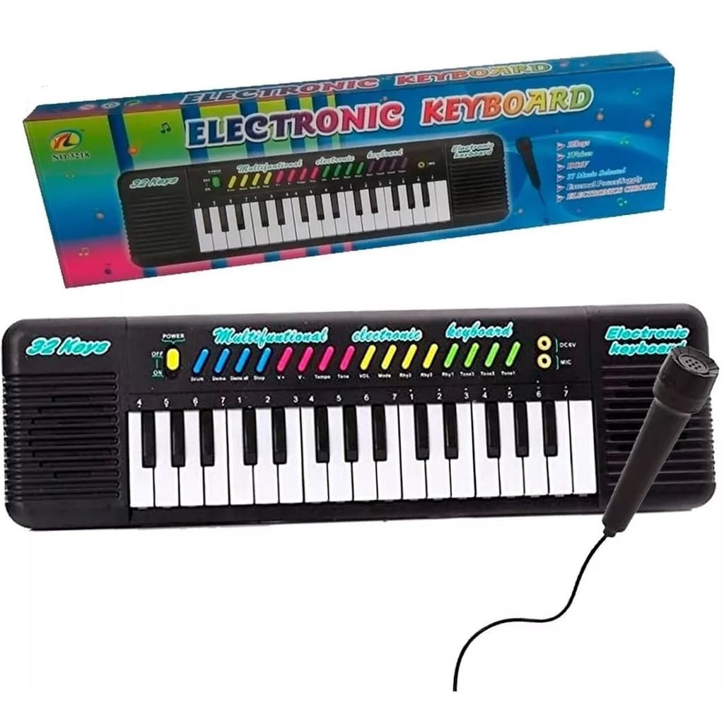 Brinquedo Infantil Teclado Musical Piano com Karaokê e Microfone para Crianças