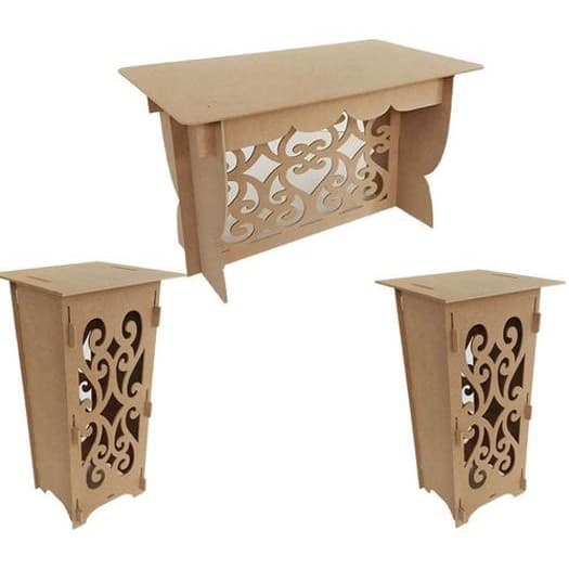 Kit Mdf Provençal 1 Mesa 100 Cm 2 Cubos 80 Cm Arabesco Festa