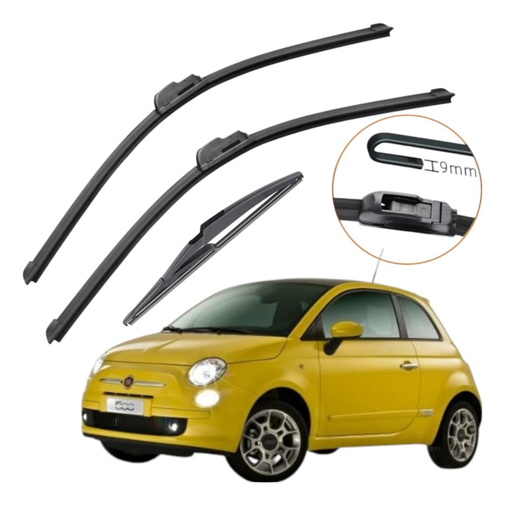 Kit Palhetas Limpador de Para-brisa Silicone Fiat 500 2010 a 2022 Soft Flex