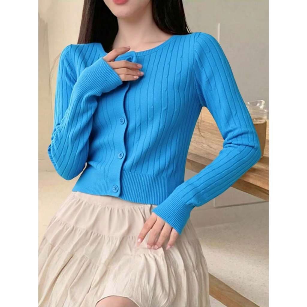 Modal manga longa com botoes casual simple cardiga modatricot feminina blusa casaco lancamento