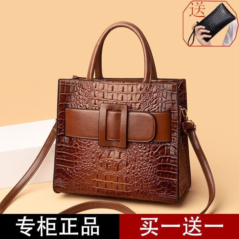 1403 pessoas coleção crocodilo grão couro genuíno bolsa feminina médio grande capacidade sacola feminina na moda Retro c