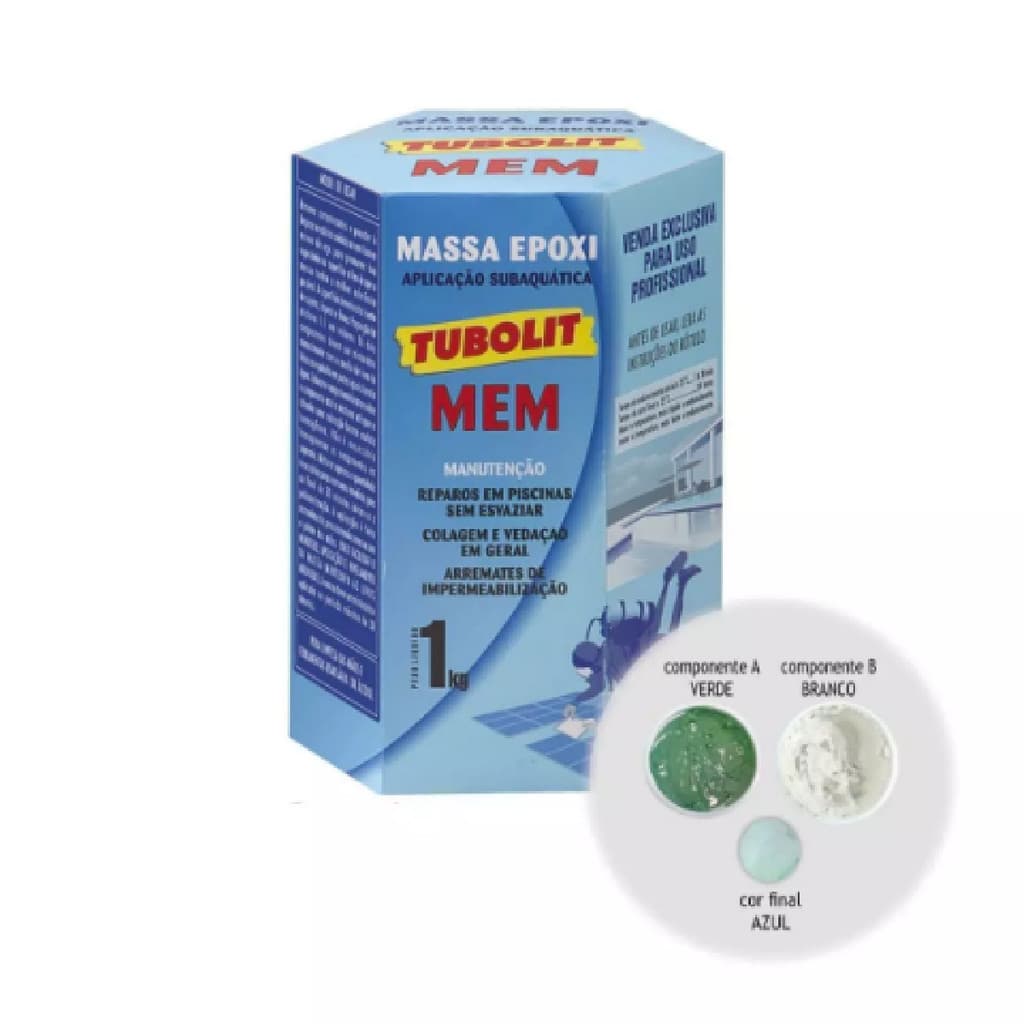 Massa Epoxi Mem 1KG Cor: Azul - REF TUB003 TUBOLIT